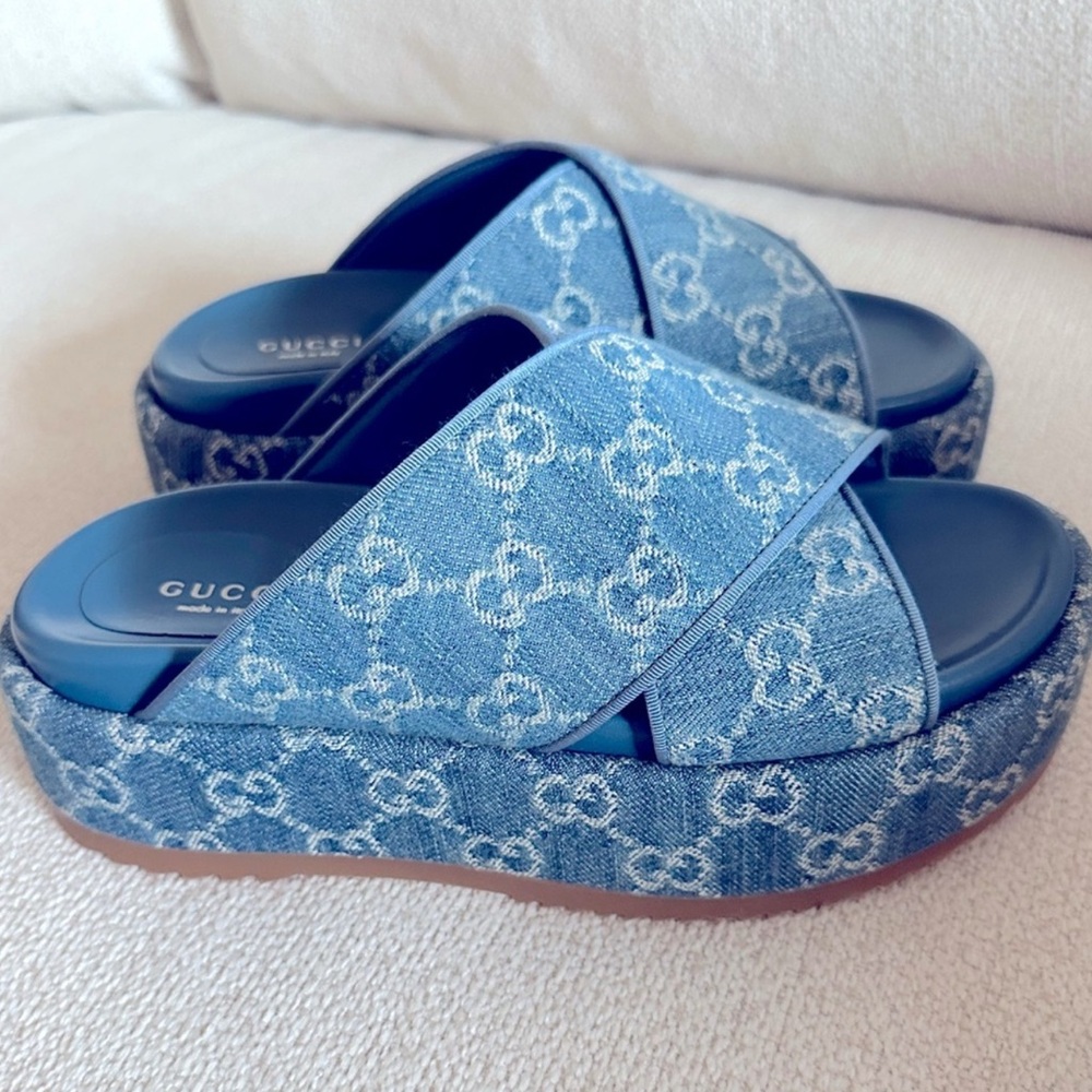 Gucci Angelina GG denim sandal